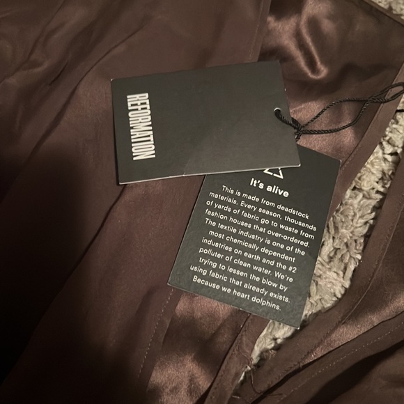 Reformation Rosalina Brown Long Sleeve High Slit Dress NWT - Picture 5 of 12